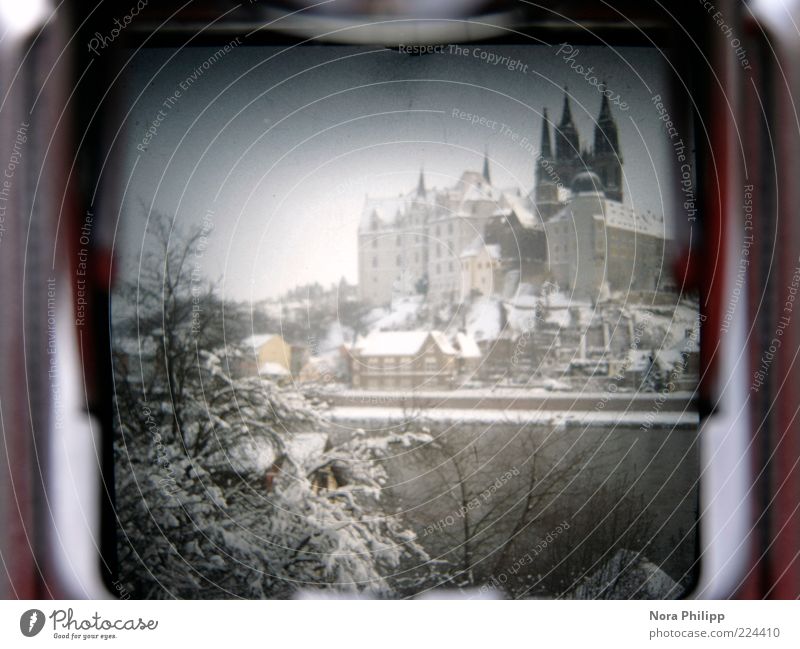 light shaft again Tourism Camera Environment Water Winter Climate Weather Snow Tree Bushes Meissen Small Town Old town House (Residential Structure) Dome Castle