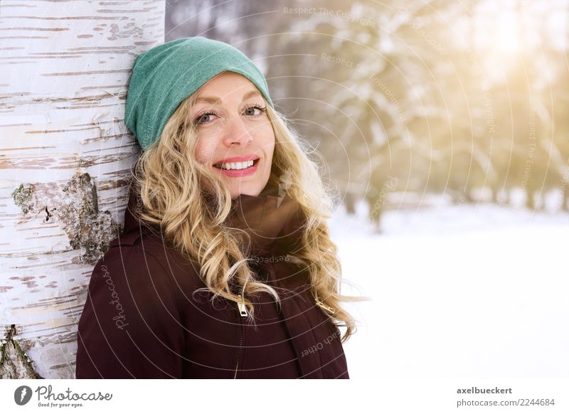 blonde woman enjoys sunny winter day Lifestyle Leisure and hobbies Winter Snow Winter vacation Human being Feminine Young woman Youth (Young adults) Woman