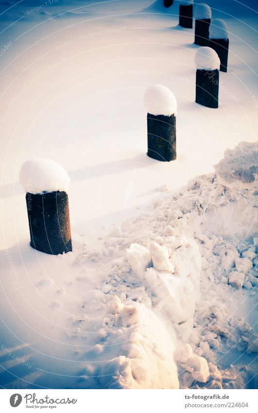 winter bollard snaise Environment Nature Landscape Elements Winter Weather Snow Lanes & trails Cold Blue White Row Bollard Covered Snow layer snow surface