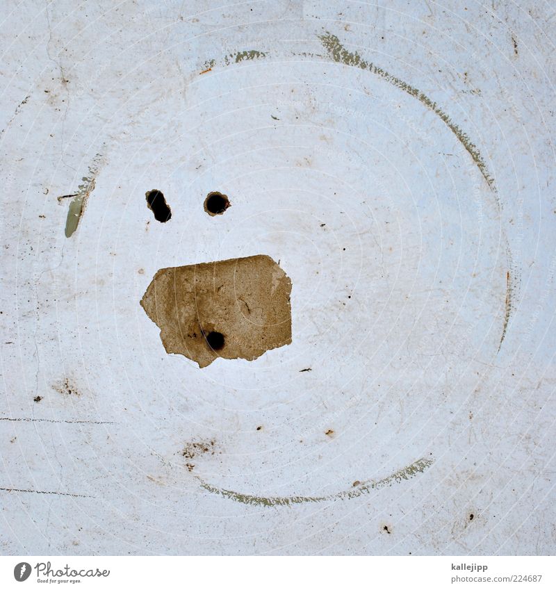 pac man Sign Plaster Hollow Wall (building) Marvel Colour photo Subdued colour Light Borehole Derelict Circle Smiley Dirty Copy Space Fantasy Day