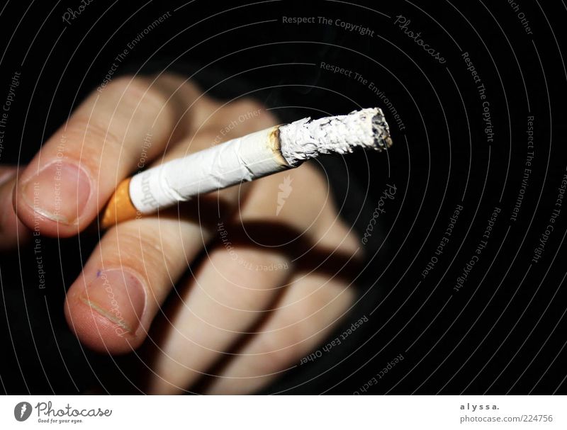 smoking time. Smoking Hand Fingers Cigarette Black White Serene Addiction Colour photo Exterior shot Night Ashes Time Wait Cigarette holder Close-up Retentive