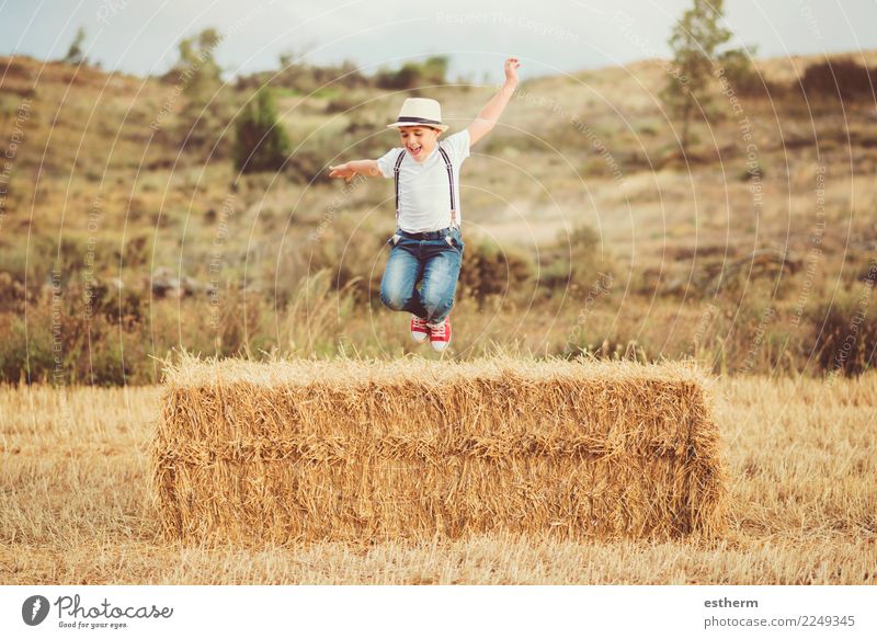 Happy child in the field Lifestyle Joy Playing Vacation & Travel Trip Adventure Summer Summer vacation Human being Masculine Child Toddler Boy (child) Infancy 1