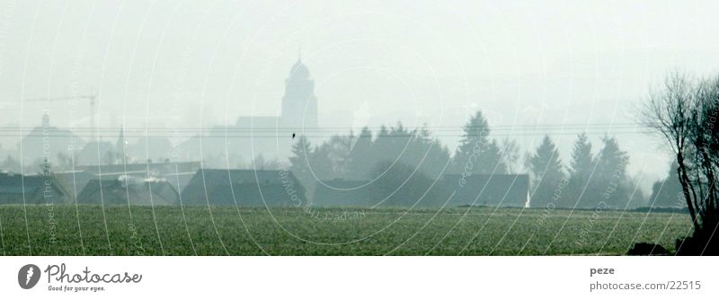 Fog over Usingen Town Autumn Panorama (View) Taunus Morning Large Panorama (Format)
