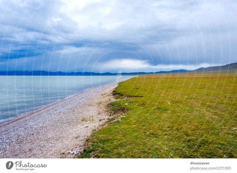 Song Kul lake, Kyrgyzstan Beautiful Vacation & Travel Tourism Summer Mountain Nature Landscape Sky Clouds Grass Park Meadow Hill Rock Lake Natural Blue Green