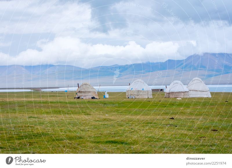 Yurts by Song Kul Lake, Kyrgyzstan Vacation & Travel Tourism Camping Summer Mountain House (Residential Structure) Culture Nature Landscape Grass Meadow Hill