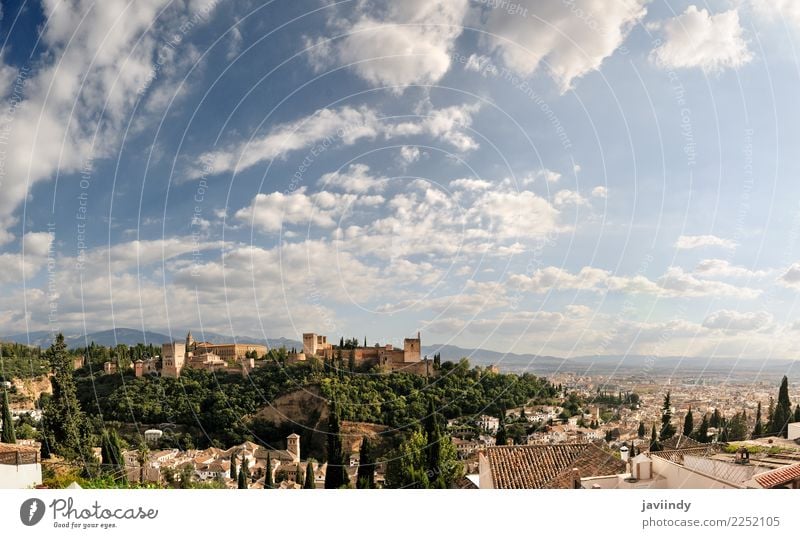 Panorama of Albaicin, Alhambra in Granada, Andalusia, Spain Vacation & Travel Tourism Trip Sightseeing City trip Small Town House (Residential Structure) Palace