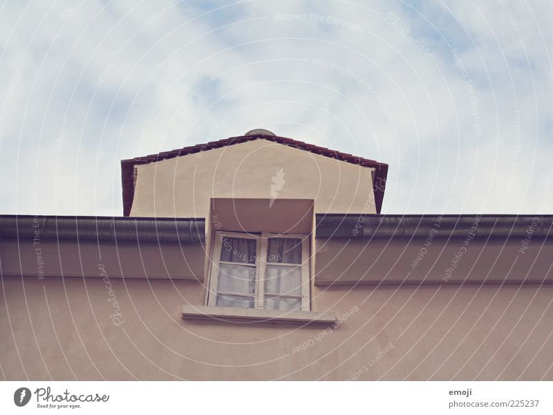 _/\__ Wall (barrier) Wall (building) Window Old Retro Eaves Sky House (Residential Structure) Gable Colour photo Exterior shot Copy Space top Copy Space bottom