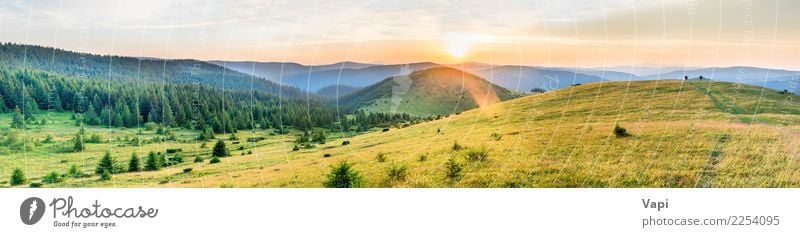 Panorama of sunset in the mountains Beautiful Vacation & Travel Tourism Trip Adventure Far-off places Summer Summer vacation Sun Mountain Hiking Environment