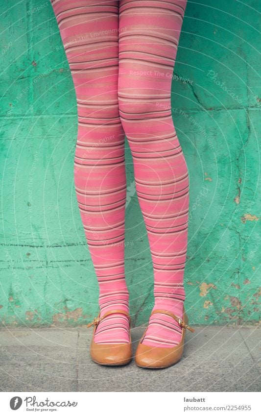 Pink stripped stockings Elegant Style Young woman Youth (Young adults) Legs Feet Youth culture Fashion Stockings Tights Footwear Mary Jane shoes Happiness Fresh