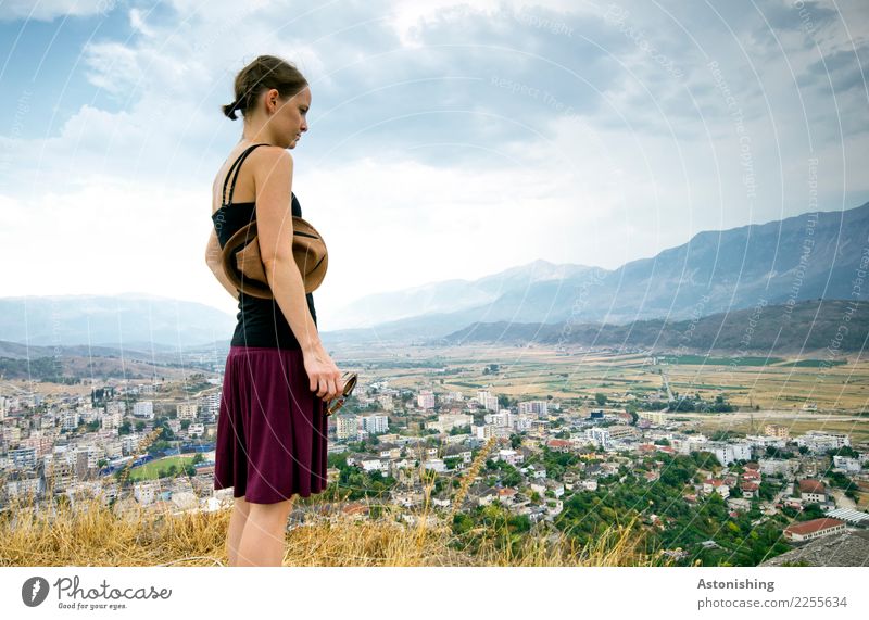 on the hill Gjirokastras Human being Feminine Young woman Youth (Young adults) Body Skin Head Hair and hairstyles Arm Legs 1 18 - 30 years Adults Environment