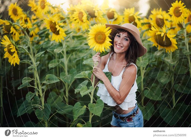 girl in the field of sunflowers Lifestyle Style Joy Wellness Vacation & Travel Trip Adventure Freedom Summer Summer vacation Human being Feminine Young woman