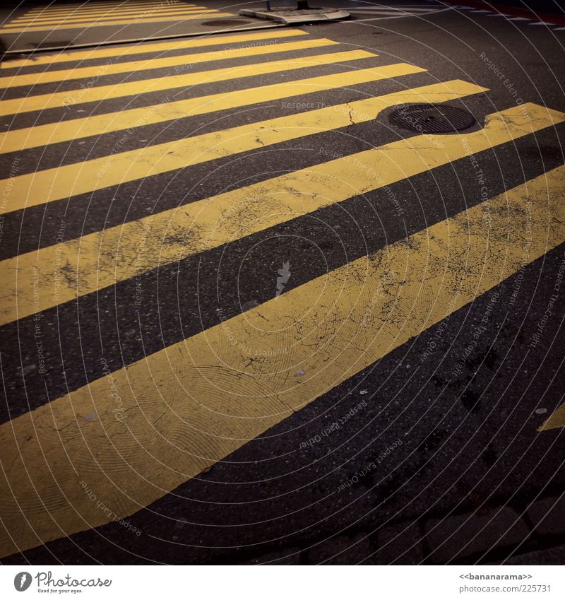 ...black'n'yellow black'n'yellow black'n'yellow black'n'yellow Street Yellow Gray Pavement Street crossing Traffic infrastructure Zebra crossing Gully Concrete