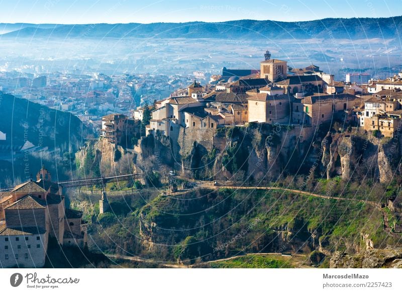 View of old town of Cuenca with hanging houses, Spain Vacation & Travel Tourism House (Residential Structure) Landscape Small Town Downtown Old town Church