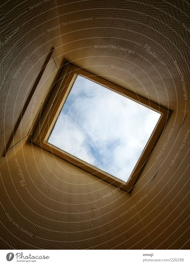 Beam me up, Scotty Sky Clouds Above Perspective Window Skylight Hollow Rectangle Colour photo Interior shot Copy Space middle Worm's-eye view