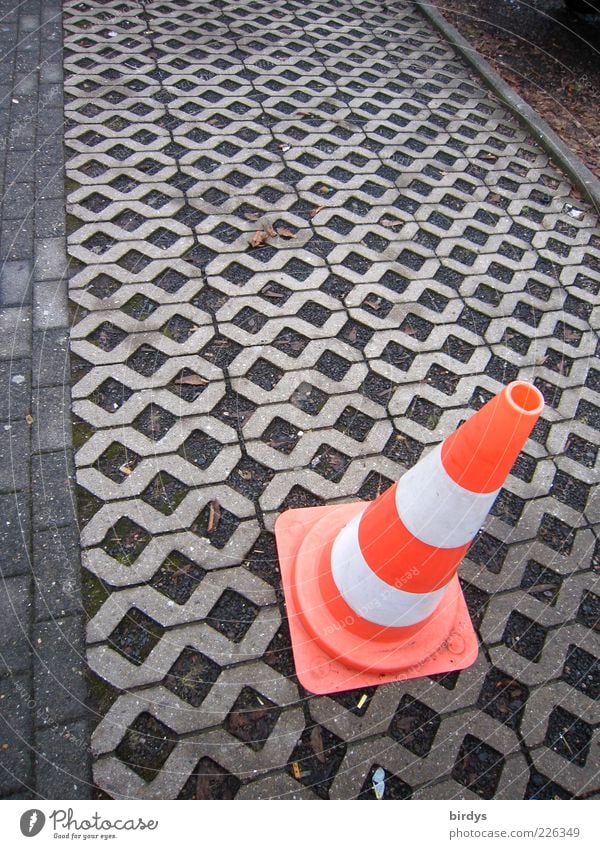 Lübeck hat Construction site Traffic infrastructure Red White Safety Arrangement Traffic cone Cobbled pathway Pavement Boundary Barrier Symmetry Contrast