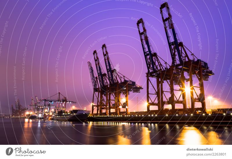 harbor Environment Climate change Transport Traffic infrastructure Navigation Container ship Harbour Logistics Hamburg Port of Hamburg Trade Container terminal