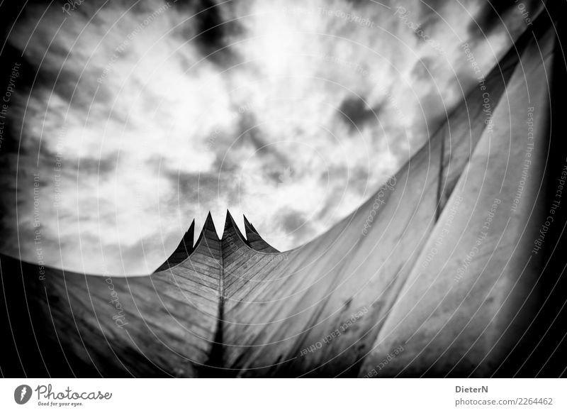 tempodromic Clouds Berlin Deserted Manmade structures Building Architecture Roof Landmark Gray Black White Vignetting Tempodrom Black & white photo