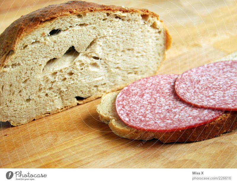 carnivores Food Sausage Dough Baked goods Bread Nutrition Breakfast Lunch Dinner Organic produce Delicious Salami Wooden board Brunch Hearty Colour photo