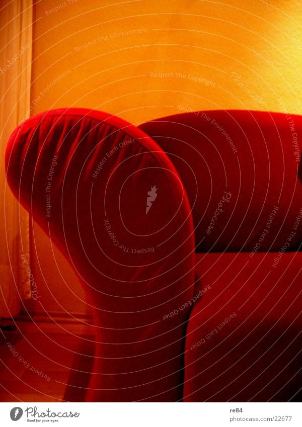 red II Sofa Wall (building) Red Yellow Comfortable Corner Cloth Room Drape Physics Living or residing Sun Warmth Sit Shadow Floor covering
