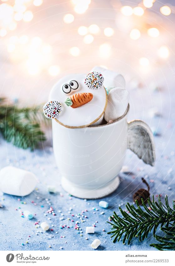 Frosty goes on holiday now frosty Snowman Christmas & Advent Winter Cookie Blur Kitsch Beautiful Sweet Baked goods Baking Christmas biscuit Cup Cozy