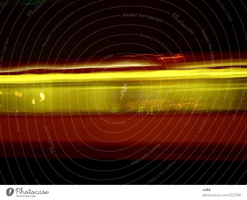 Subway to the light Tram Light Night Lighting Speed Kilometer Cologne Cologne municipal transport system Traffic jam Zigzag Lightning Black Yellow Red