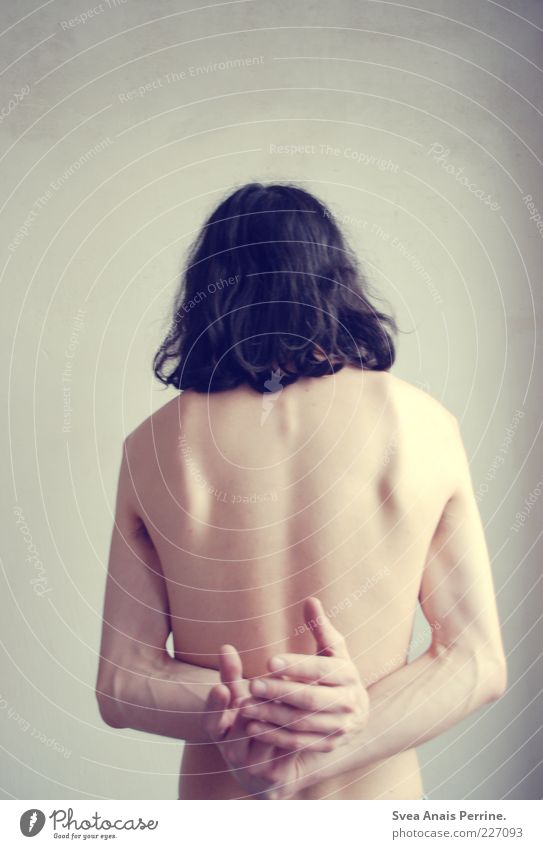abstract. Masculine Body Skin Back Arm Hand 1 Human being Wall (barrier) Wall (building) Facade Black-haired Brunette Long-haired Stand Thin Emotions Distorted