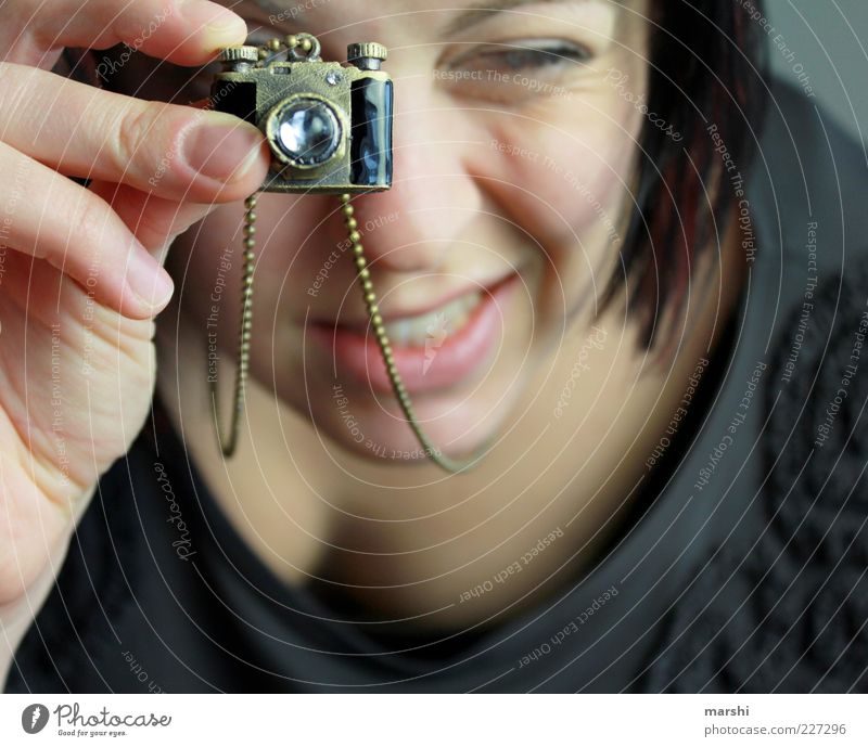 my new camera Style Leisure and hobbies Human being Feminine Woman Adults Head 1 Small Camera Chain Necklace Pendant Jewellery Take a photo Passion Sweet Retro