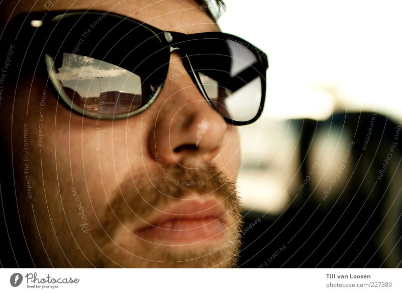 sunglasses Masculine Man Adults 1 Human being 18 - 30 years Youth (Young adults) Sky Beautiful weather Accessory Brunette Facial hair Moustache Breathe Looking