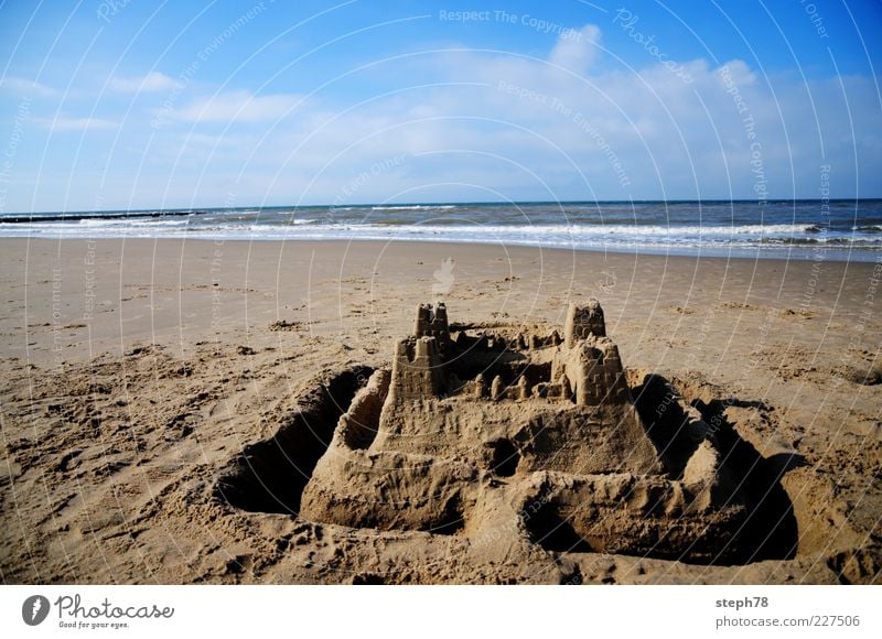 super sandcastle Leisure and hobbies Playing Children's game Vacation & Travel Freedom Summer Beach Ocean Waves Nature Landscape Beautiful weather Colour photo
