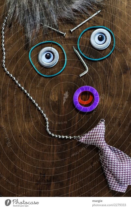 emotions...cool faces: collage of the gentleman Handicraft Human being Masculine Man Adults Face Eyes Mouth 1 Tie Gray-haired Brown Violet Emotions Mistrust