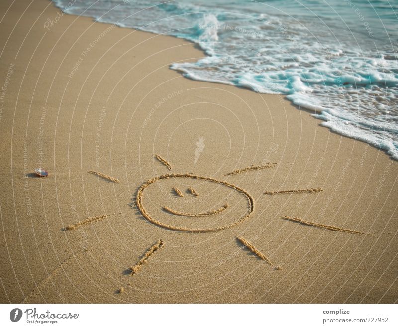 Beach & Sun Well-being Relaxation Vacation & Travel Tourism Freedom Summer Summer vacation Sunbathing Ocean Waves Beautiful weather Coast Sign Smiling Laughter