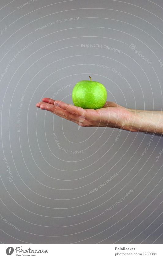 #AS# The apple falls... Art Esthetic Apple Apple tree Apple harvest Apple skin Green Hand Carrying To hold on Colour photo Multicoloured Interior shot