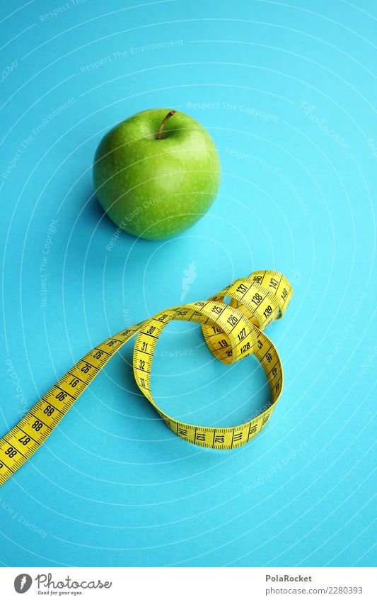 #AS# Fitness II Sports Training Eating Tape measure Yellow Blue Green Apple Healthy Eating Diet Nutrition Weight Organic produce Measure Good intentions Fruit