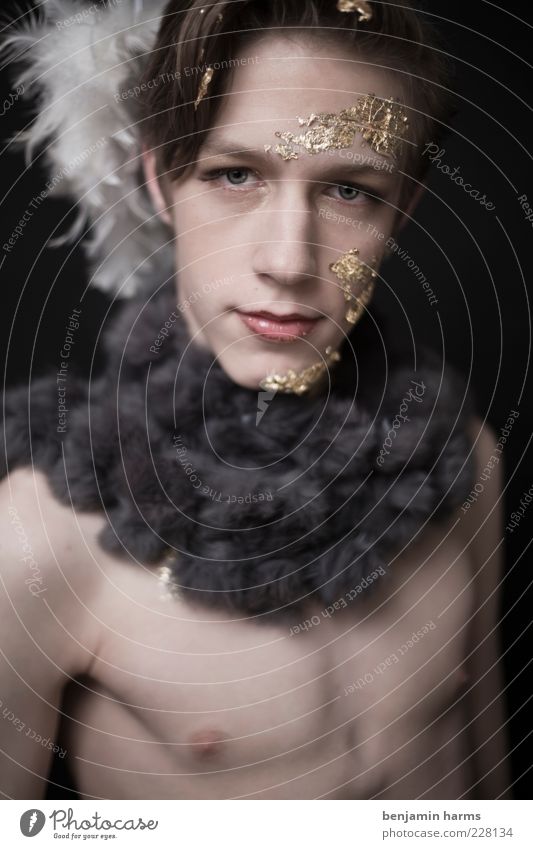 Greed #1 Human being Masculine Young man Youth (Young adults) 18 - 30 years Adults Fur goods Brunette Glittering Beautiful Avaricious Colour photo Interior shot