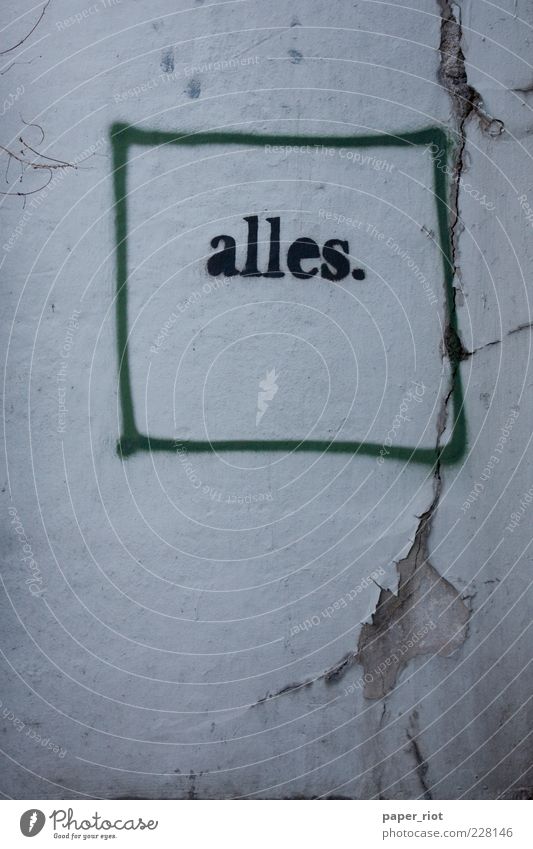Is that all? Sign Graffiti Line Authentic Hip & trendy Gray Green Black White Street art Crack & Rip & Tear Structures and shapes Colour photo Exterior shot