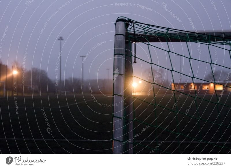 corner Leisure and hobbies Sports Ball sports Soccer Sporting Complex Sporting event Football pitch Stadium Metal Steel Stand Dark Competition Net Empty Goal
