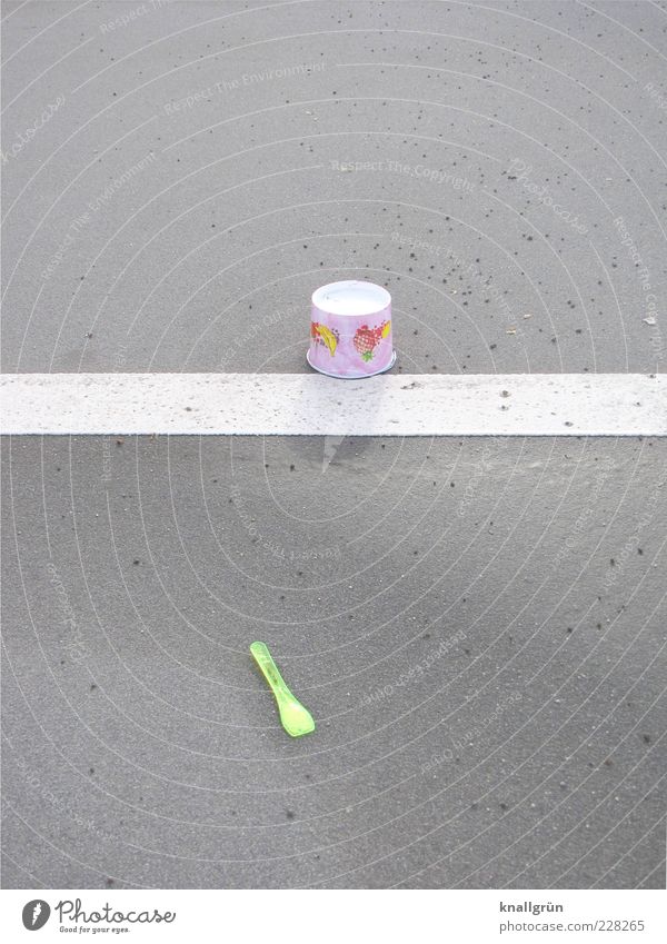 Ex and hopp Food Ice cream Mug Spoon Icecream spoon Paper cup Sundae separating strips Lie Multicoloured Gray White Lane markings Neon green throwaway society