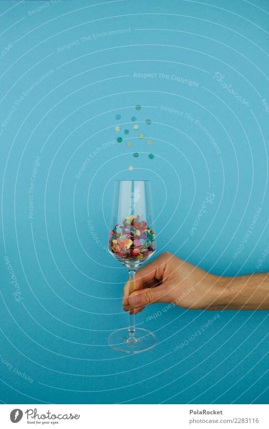 #AS# Stufflet Art Esthetic Graph Creativity Glass Champagne glass Blue New Year's Eve To hold on Alcoholic drinks Alcohol-fueled Confetti Carbonic acid Jubilee