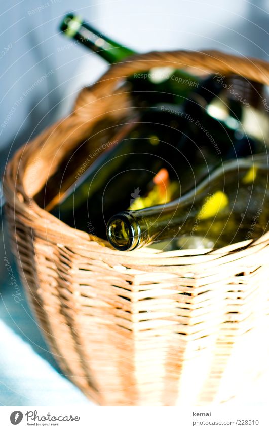 waste glass Bottle Bottle of wine Basket Wicker basket Shopping basket green glass Green Empty Trash Recycling Collection Containers and vessels