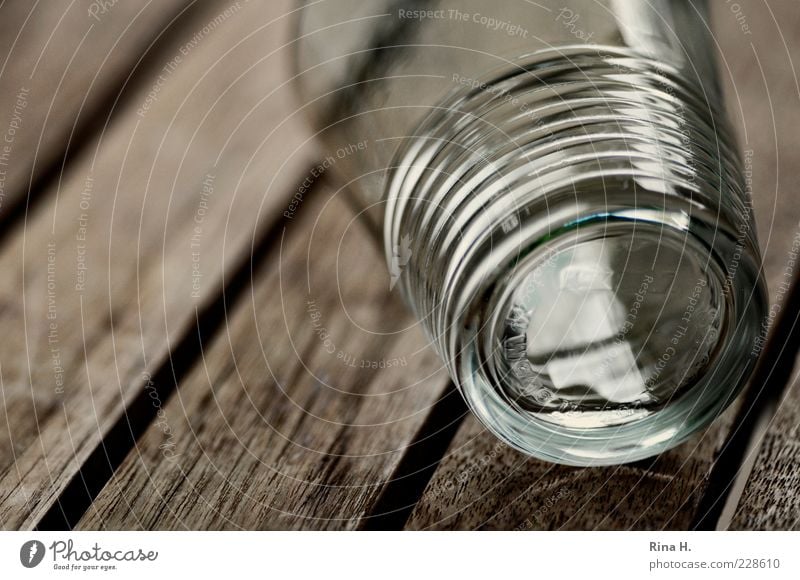 thirst Glass To fall Table Teak Empty Tumbler Tumble down Exterior shot Deserted Shallow depth of field 1