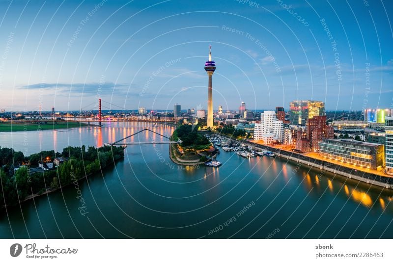 Düsseldorf skyline Duesseldorf Town Port City Harbour Building Architecture Tourist Attraction Landmark Monument Vacation & Travel Rhine media harbour Skyline