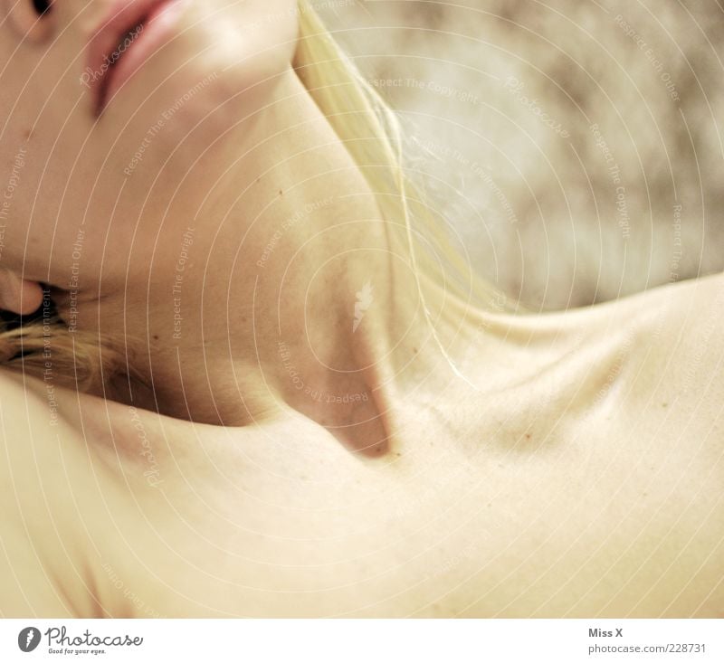 reclining Human being Feminine Young woman Youth (Young adults) Skin 1 18 - 30 years Adults Beautiful Collarbone Neck Colour photo Interior shot