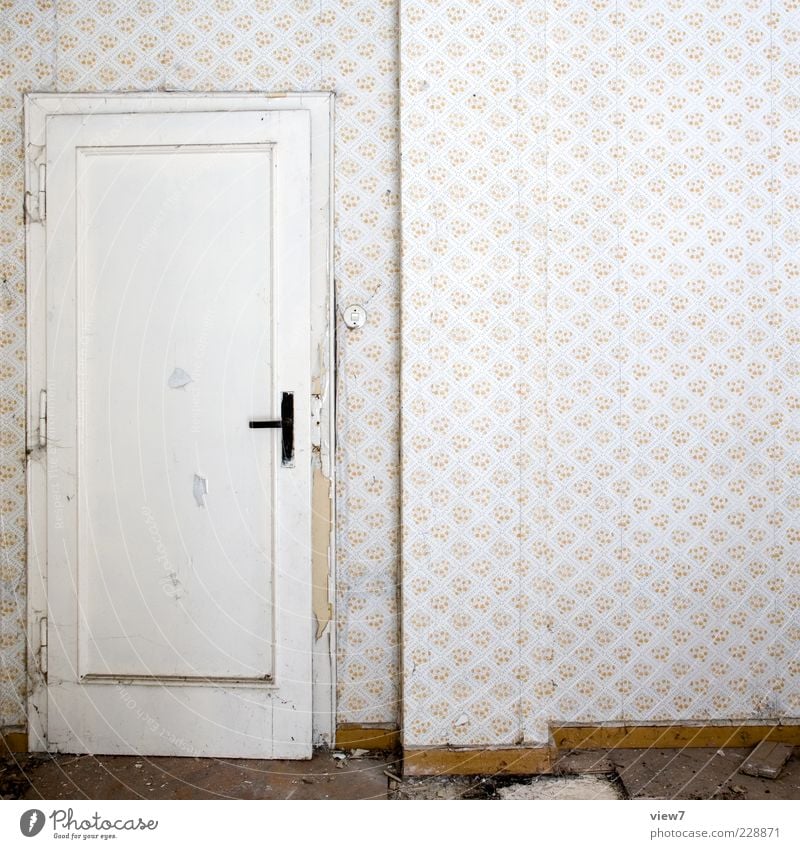 Look out in it :: Wallpaper Room Wall (barrier) Wall (building) Door Wood Ornament Line Old Authentic Retro Cliche Gloomy Orderliness Poverty Esthetic Design