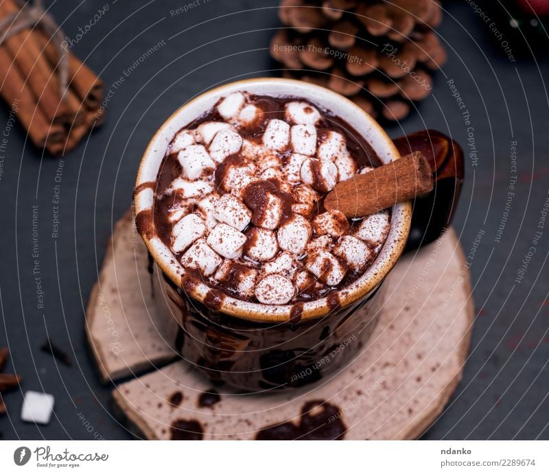 Pouring Hot Chocolate Thermos Mug On Stock Photo 96747136