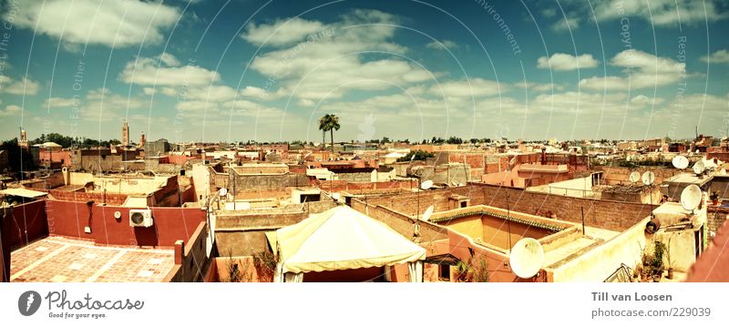 Marrakesh Roofs Environment Sky Clouds Building Wall (barrier) Wall (building) Facade Balcony Terrace Emotions Moody Authentic Wanderlust Esthetic Colour photo