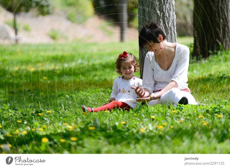 mother and little girl playing in the park Lifestyle Joy Summer Child Human being Feminine Baby Girl Woman Adults Mother Family & Relations Couple Infancy 2