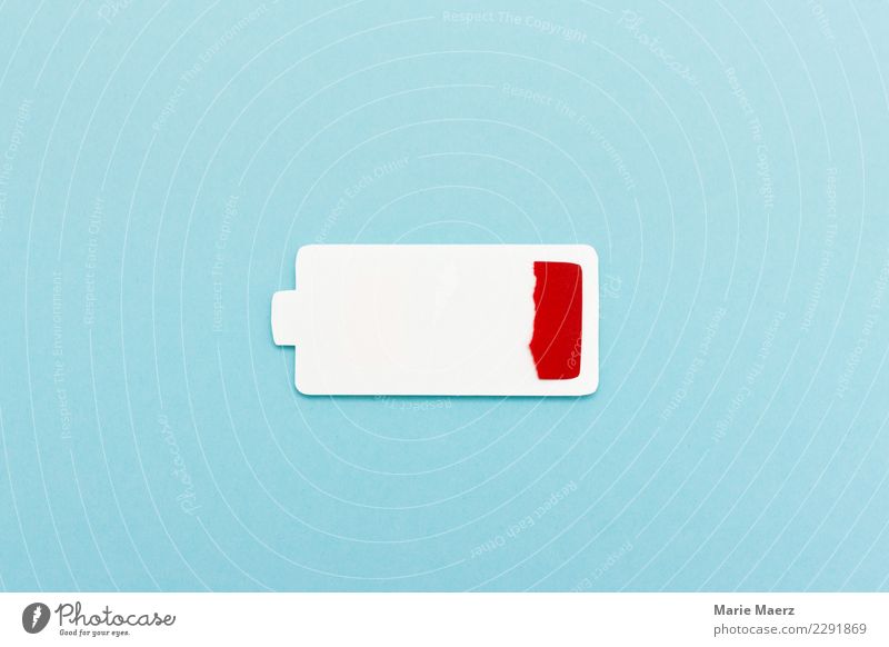 Battery empty. Silhouette of an empty battery icon. Relaxation Technology Diet Hip & trendy Modern Blue Red Exhaustion Stress Energy Performance Empty
