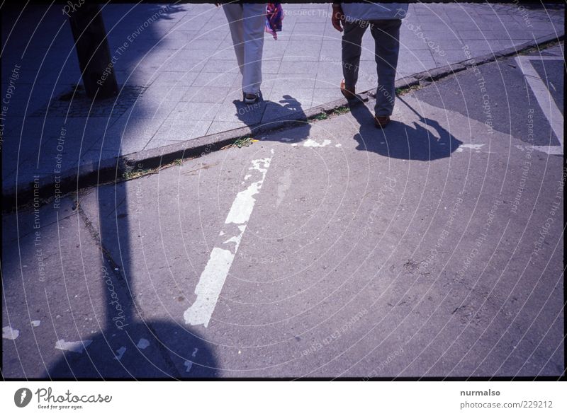 along the way Lifestyle Human being Couple 2 Environment Pedestrian precinct Lanes & trails Signs and labeling Road sign Going Walking Old Moody Serene Calm