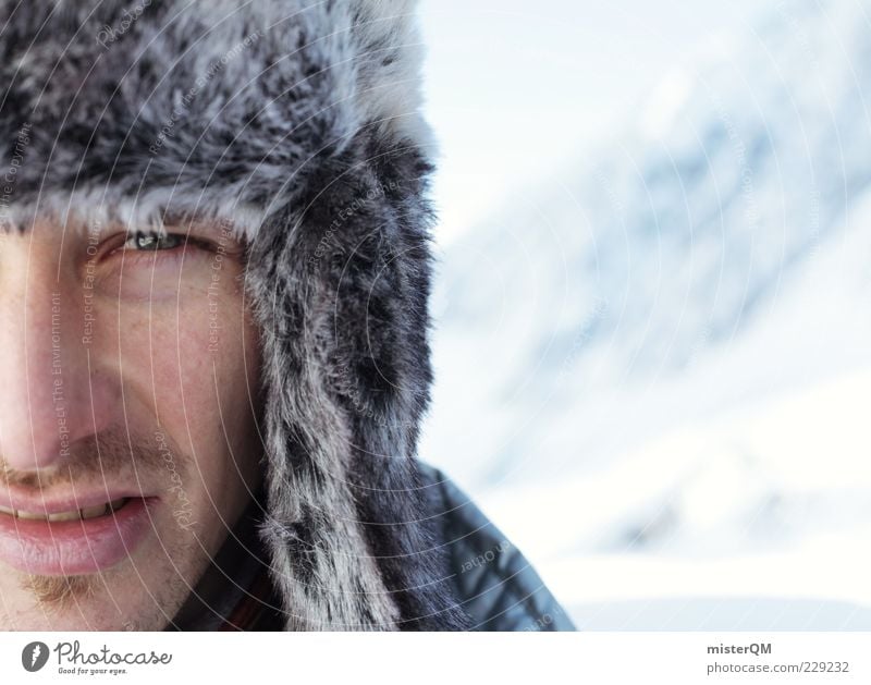 E.² Human being Winter Winter mood Winter's day Winter festival Cold Protection against the cold Cap Facial hair Face Masculine Minus degrees Man Adventurer
