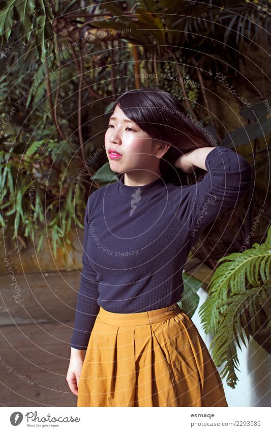 Portrait of asian Young woman in nature Lifestyle Exotic Joy Beautiful Youth (Young adults) Nature Plant Observe Advice Think Exceptional Authentic